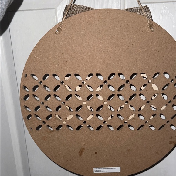 Huntington Home Tan and Black Circle Sign with Checkered Bow - Picture 5 of 7